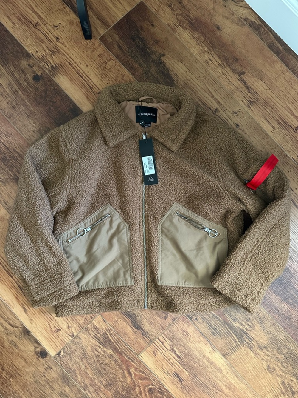 elevenparis Women's Brown Collared Lined Full Zip Jacket Size L